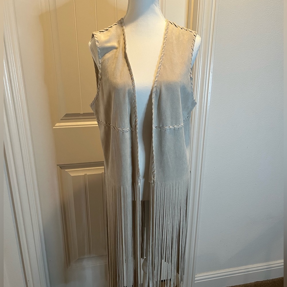 FORNIA Long Fringe Suede Vest
